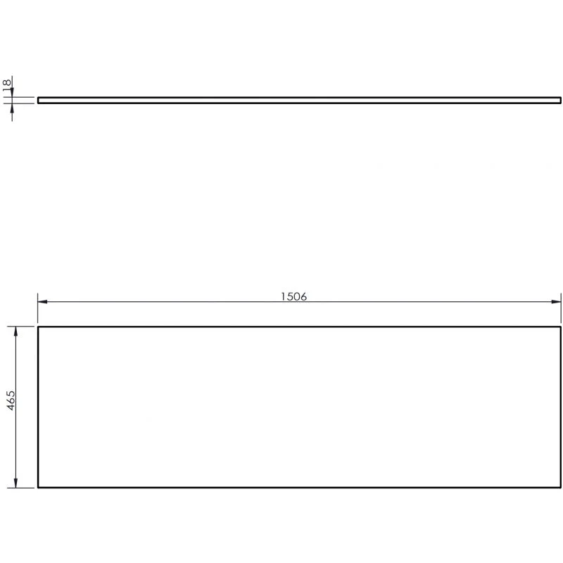 Benkeplate Bad 150 cm, Svart Matt, Mexen Uni - 91AXX-1504-464-18-71