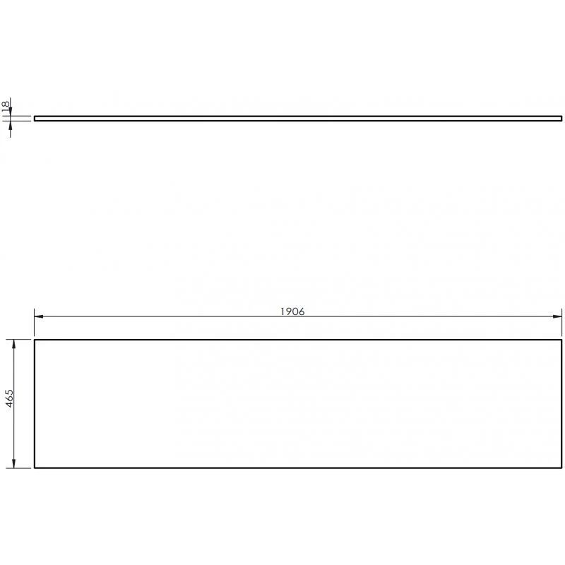 Benkeplate Bad 190 cm, Svart Høyglans, Mexen Uni - 91AXX-1904-464-18-70