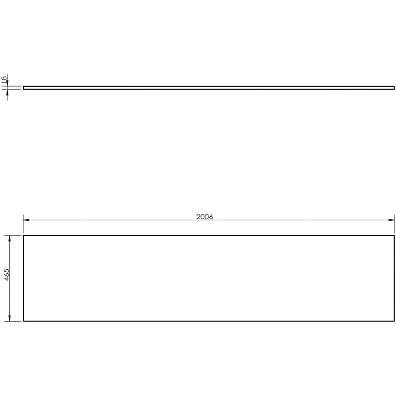 Benkeplate Bad 200 cm, Grå Matt, Mexen Uni - 91AXX-2004-464-18-62