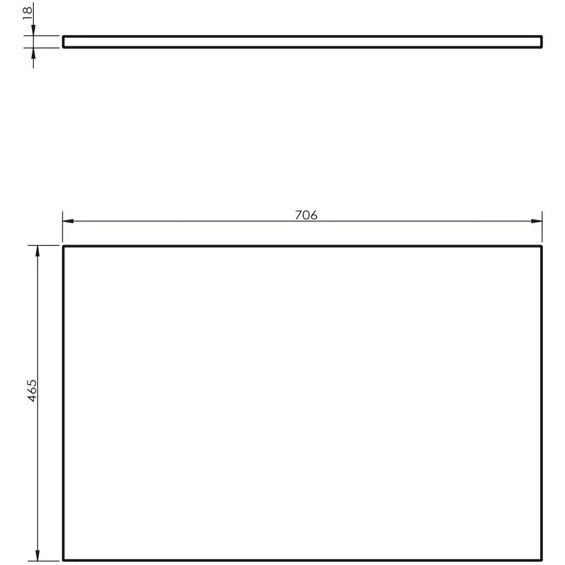 Benkeplate Bad 70 cm, Grå Matt, Mexen Uni - 91AXX-0704-464-18-62