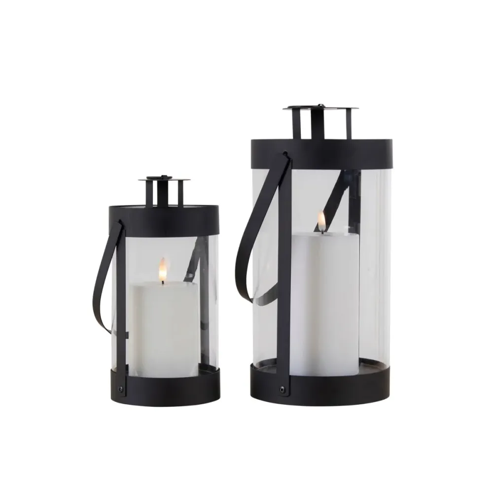 2-pk Bondi lanterne glass og metall sort