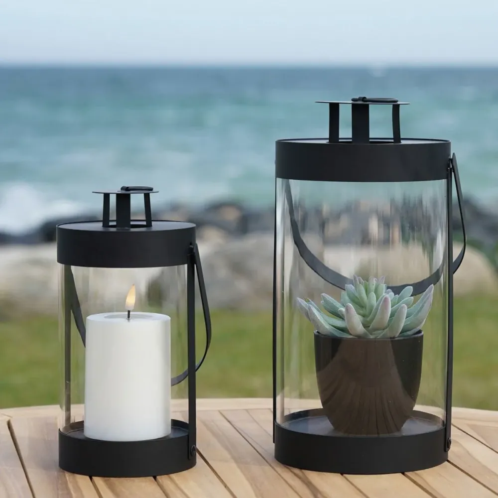 2-pk Bondi lanterne glass og metall sort