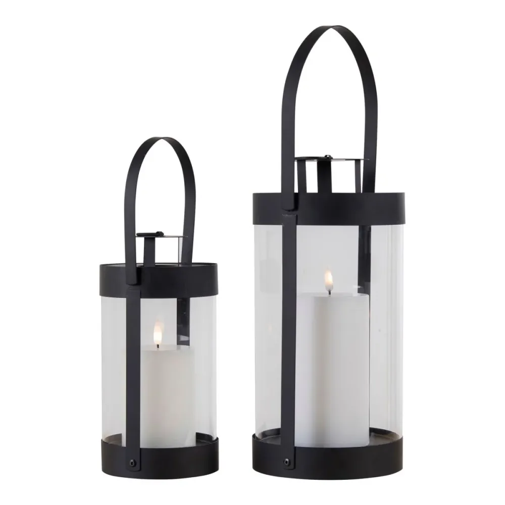 2-pk Bondi lanterne glass og metall sort
