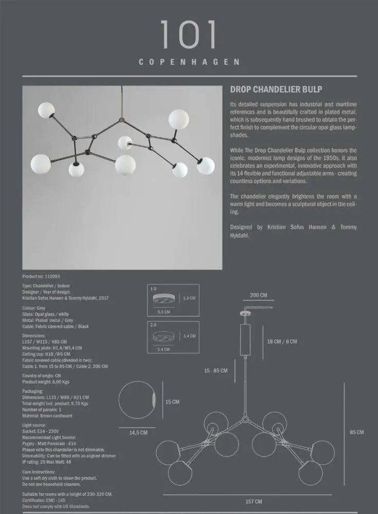 Drop bulb grande lysekrone
