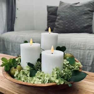 LED blokklys / Hvit – 3 stk. Lys – Inkl. fjernkontroll