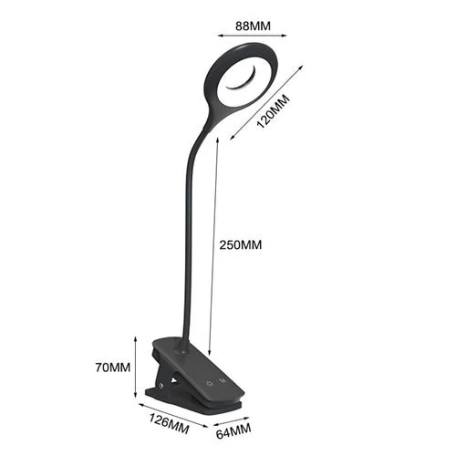 Mini LED leselampe trådløs Wozinsky, klemme + USB-C-kabel - Svart
