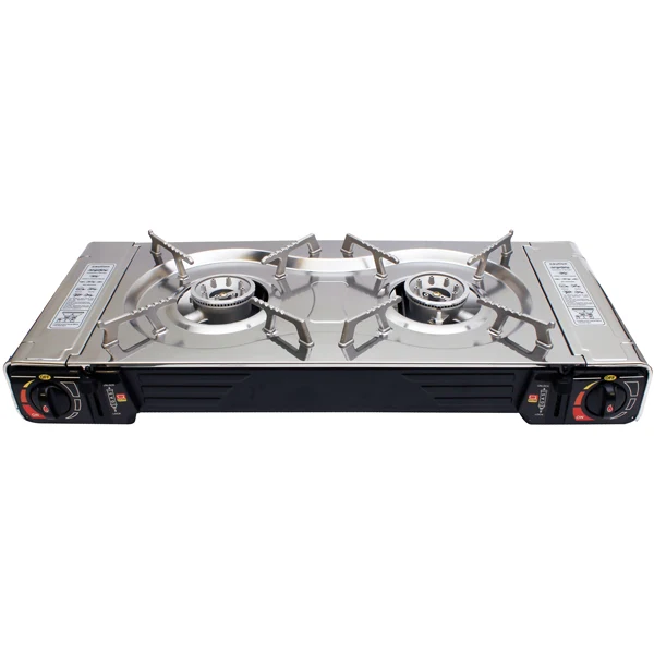 1852, Dobbel komfyr/gassbluss med grillplate, 2 brennere, 2,5 kW