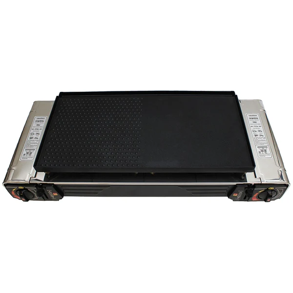 1852, Dobbel komfyr/gassbluss med grillplate, 2 brennere, 2,5 kW