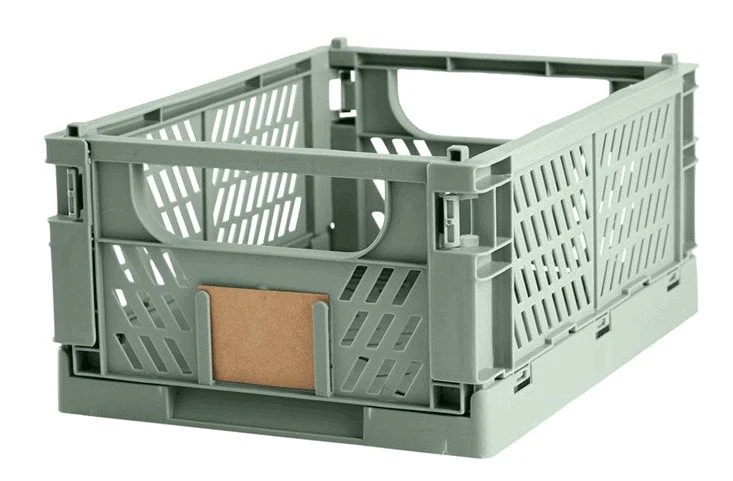 Sammenleggbar kasse med etikett – Stor – MINT GREEN