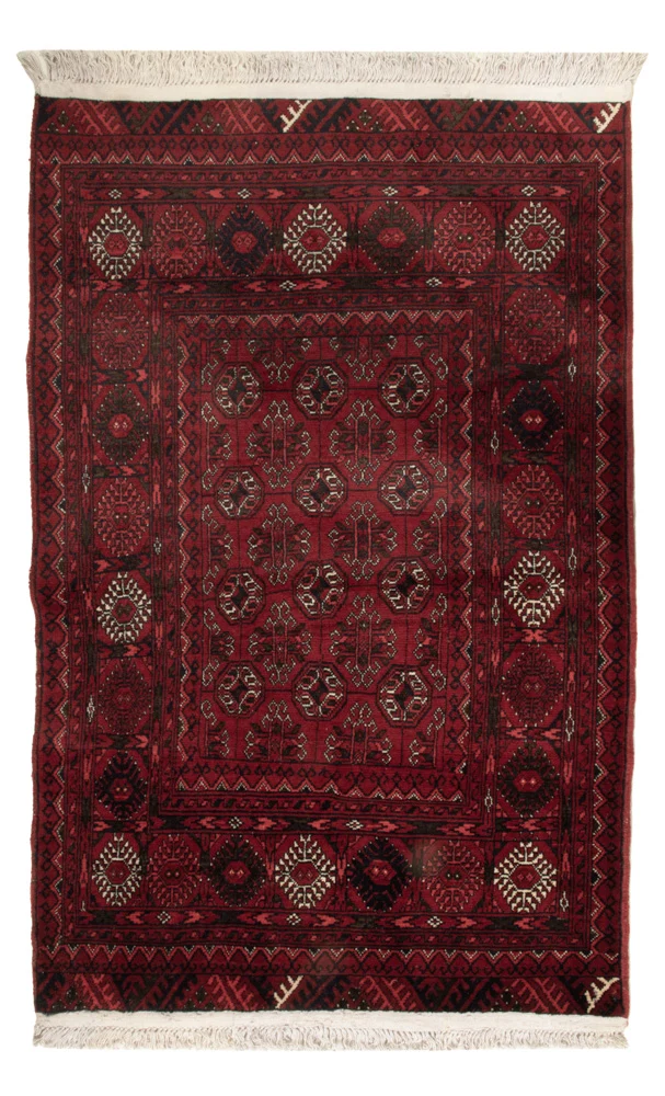 Afghansk teppe - 119 x 77 cm - mørk rød