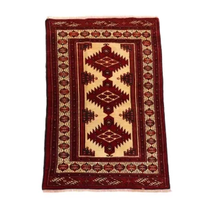 Afghansk teppe - 127 x 89 cm - mørk rød