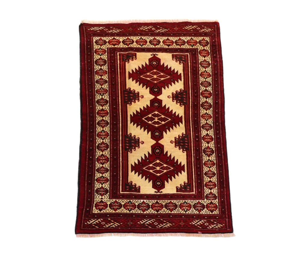 Afghansk teppe - 127 x 89 cm - mørk rød