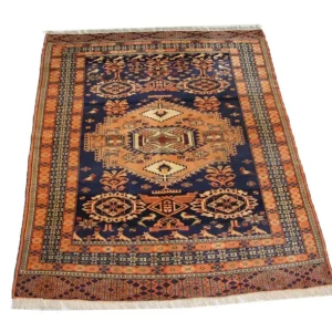 Afghansk teppe - 129 x 107 cm - blå