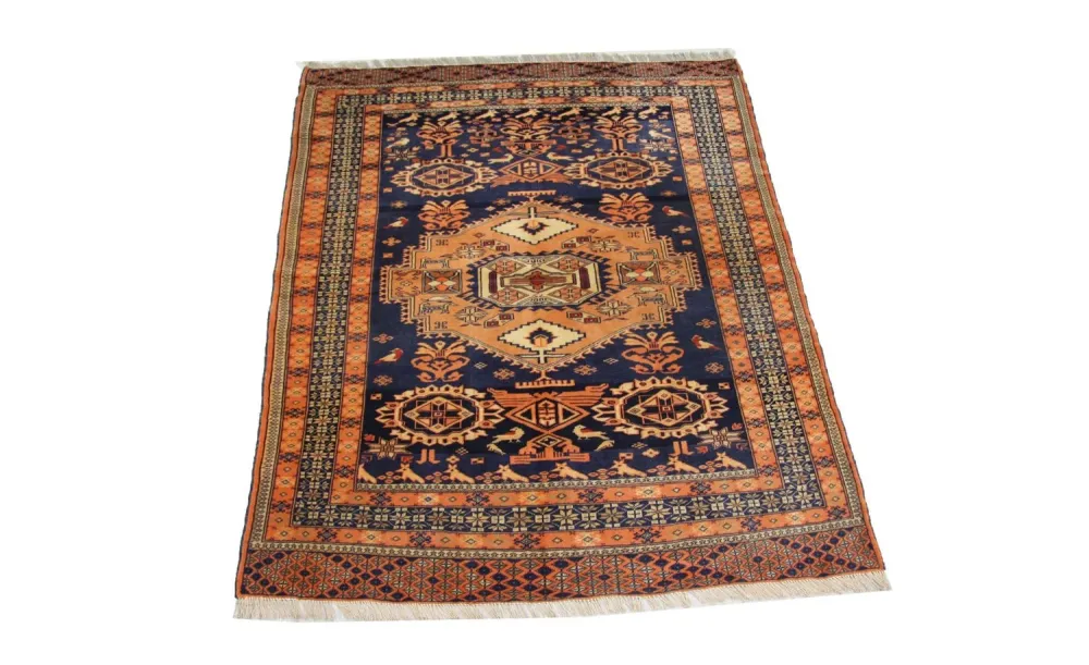 Afghansk teppe - 129 x 107 cm - blå