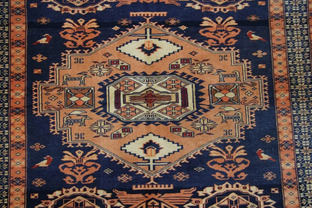 Afghansk teppe - 129 x 107 cm - blå