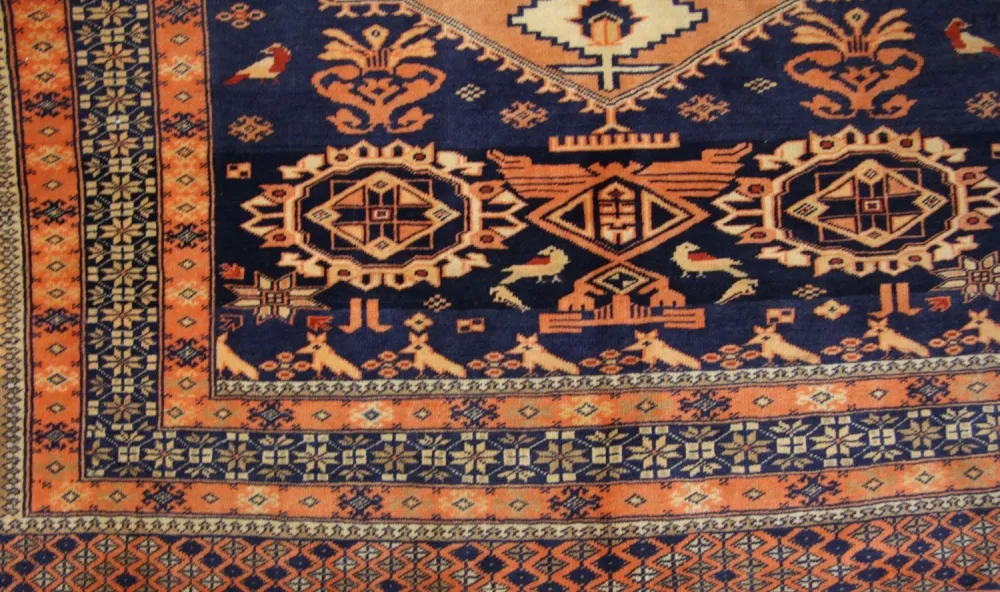 Afghansk teppe - 129 x 107 cm - blå