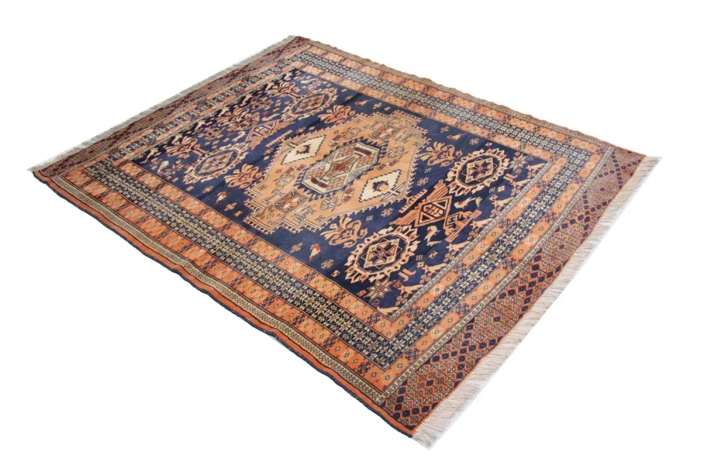 Afghansk teppe - 129 x 107 cm - blå