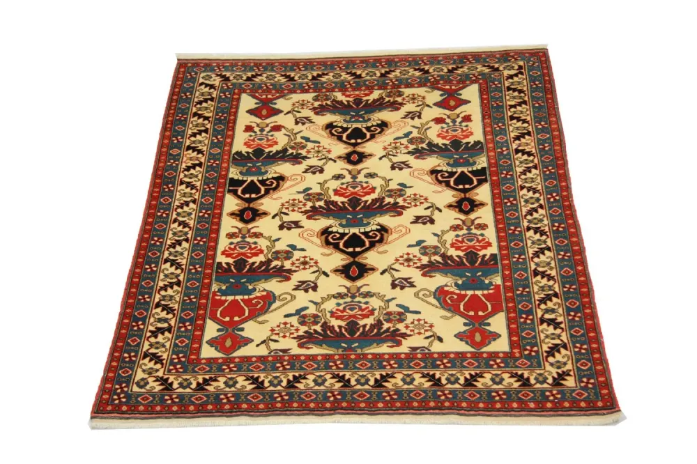 Afghansk teppe - 135 x 114 cm - beige