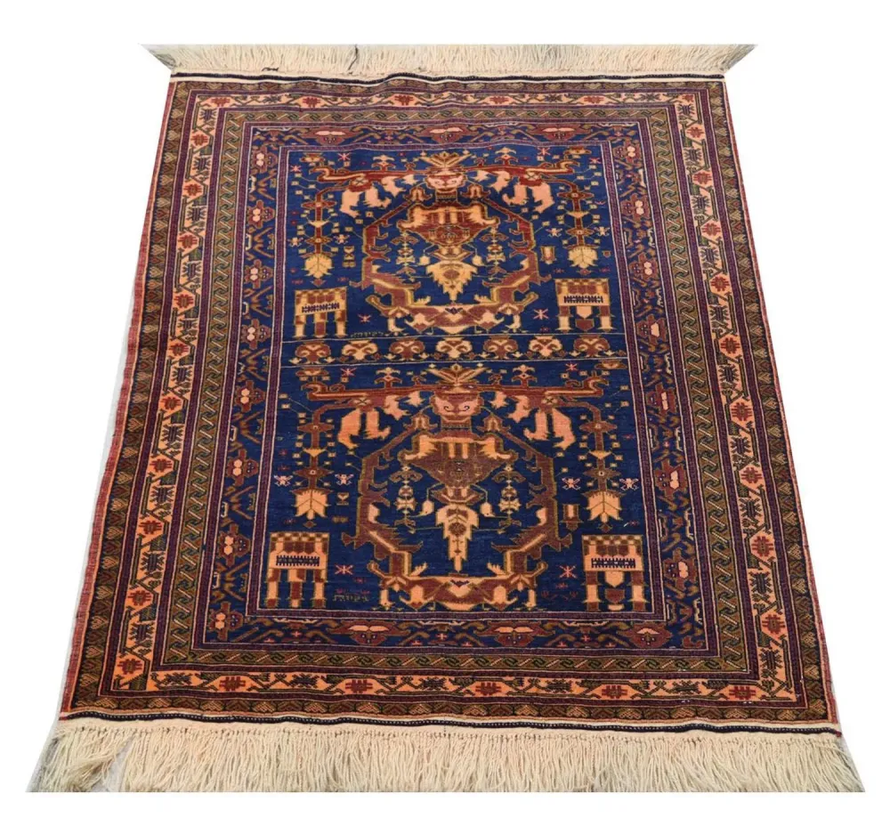 Afghansk teppe - 136 x 95 cm - blå
