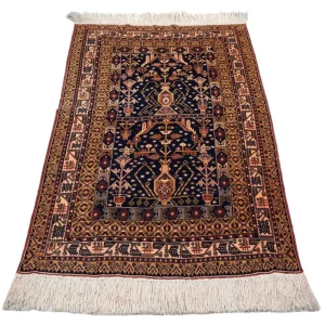 Afghansk teppe - 140 x 102 cm - svart
