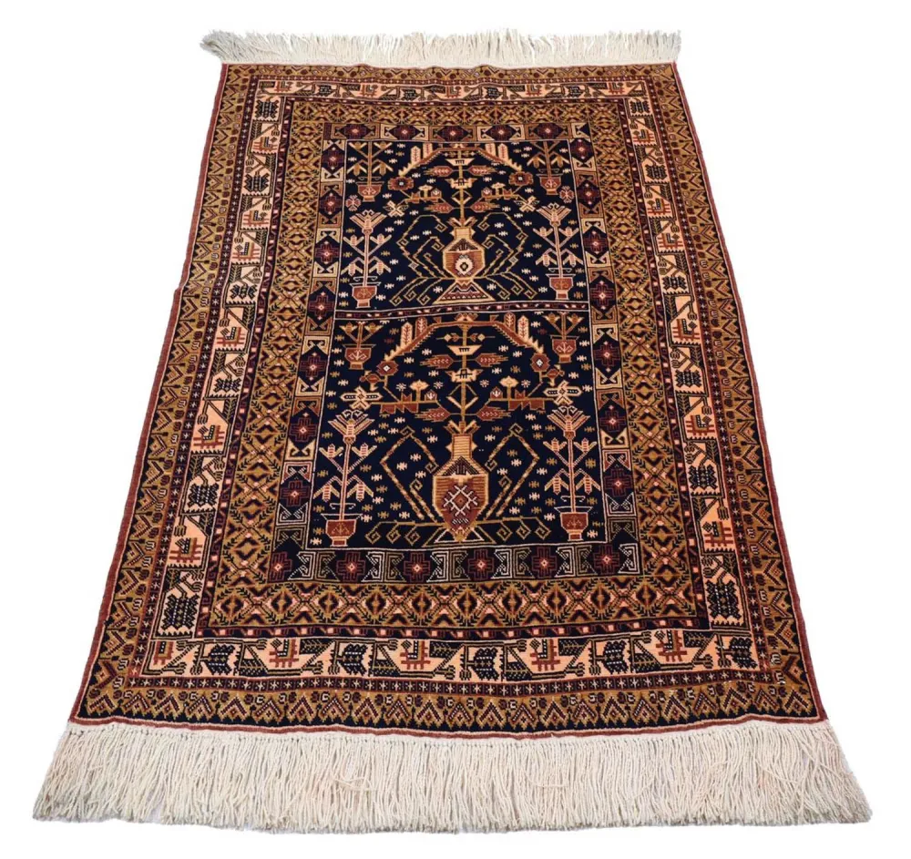 Afghansk teppe - 140 x 102 cm - svart