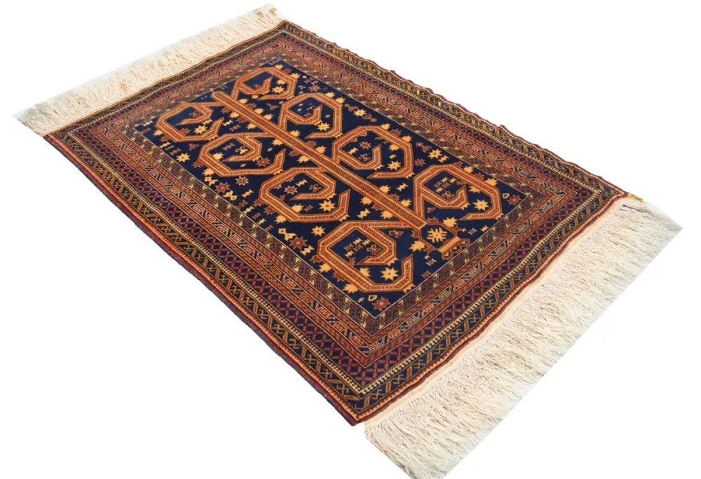 Afghansk teppe - 140 x 95 cm - blå