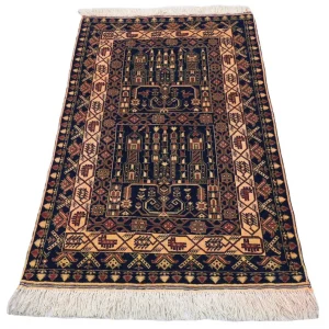 Afghansk teppe - 142 x 96 cm - mørkeblå