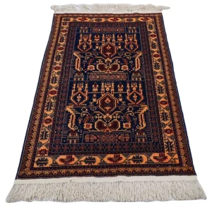 Afghansk teppe - 144 x 95 cm - mørkeblå