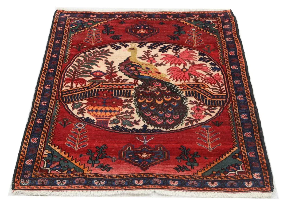 Afghansk teppe - 145 x 117 cm - mørk rød