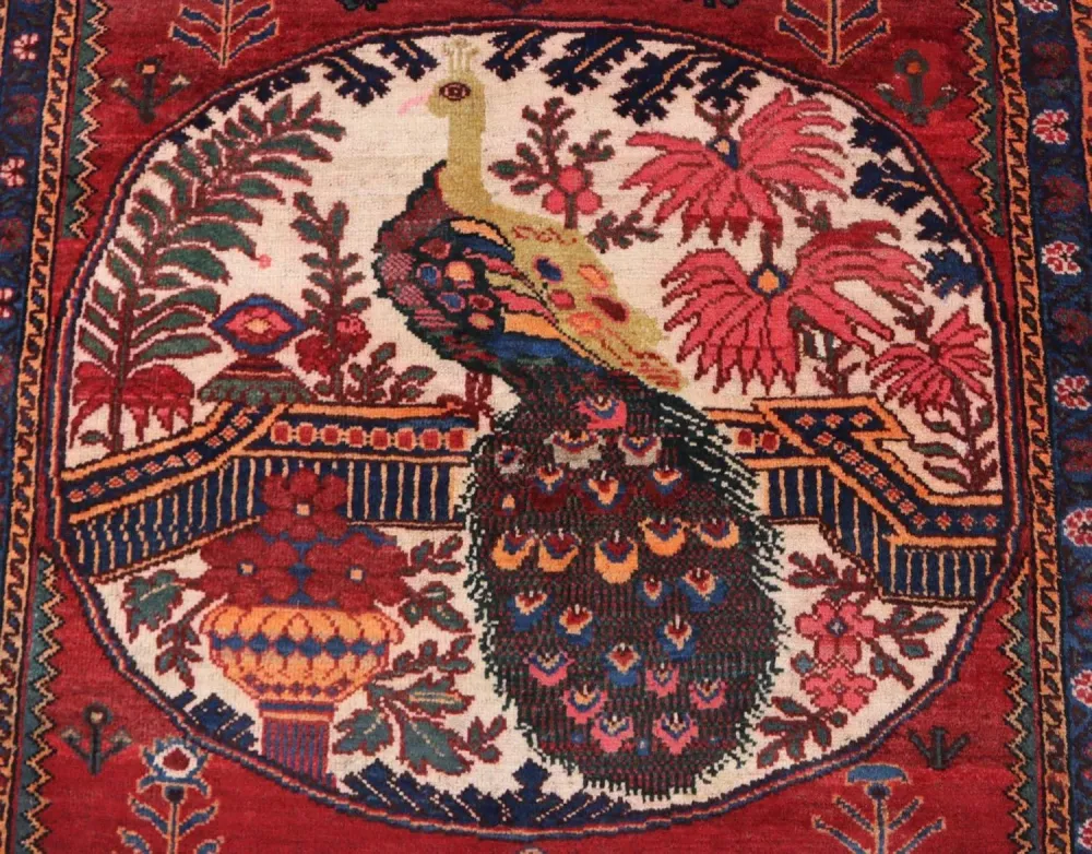 Afghansk teppe - 145 x 117 cm - mørk rød