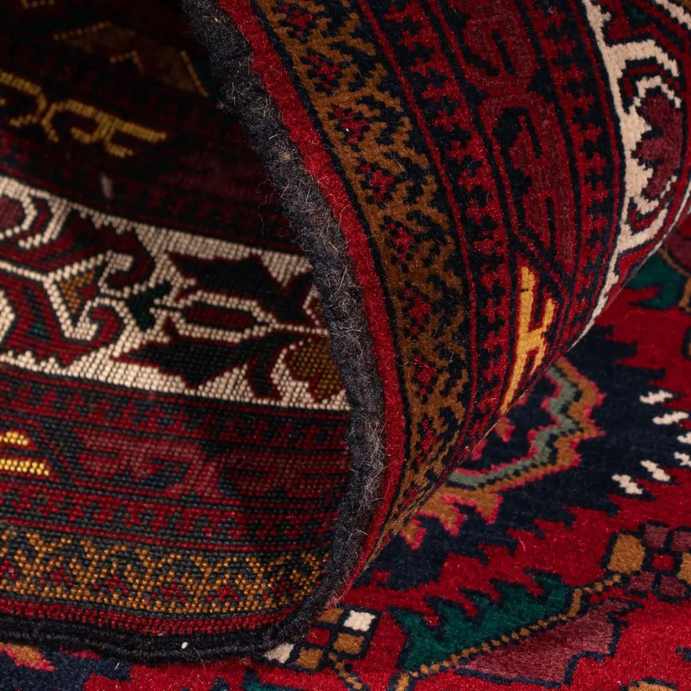 Afghansk teppe - 145 x 93 cm - mørk rød