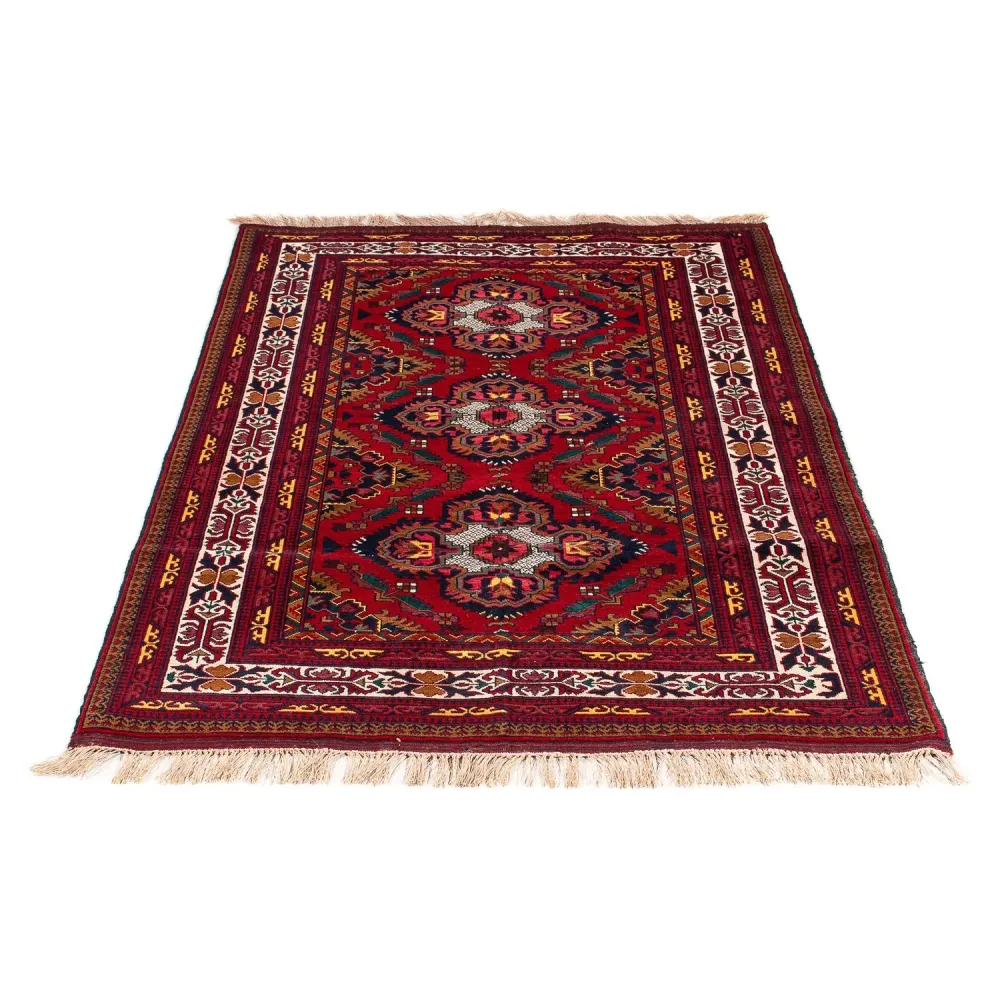 Afghansk teppe - 145 x 93 cm - mørk rød
