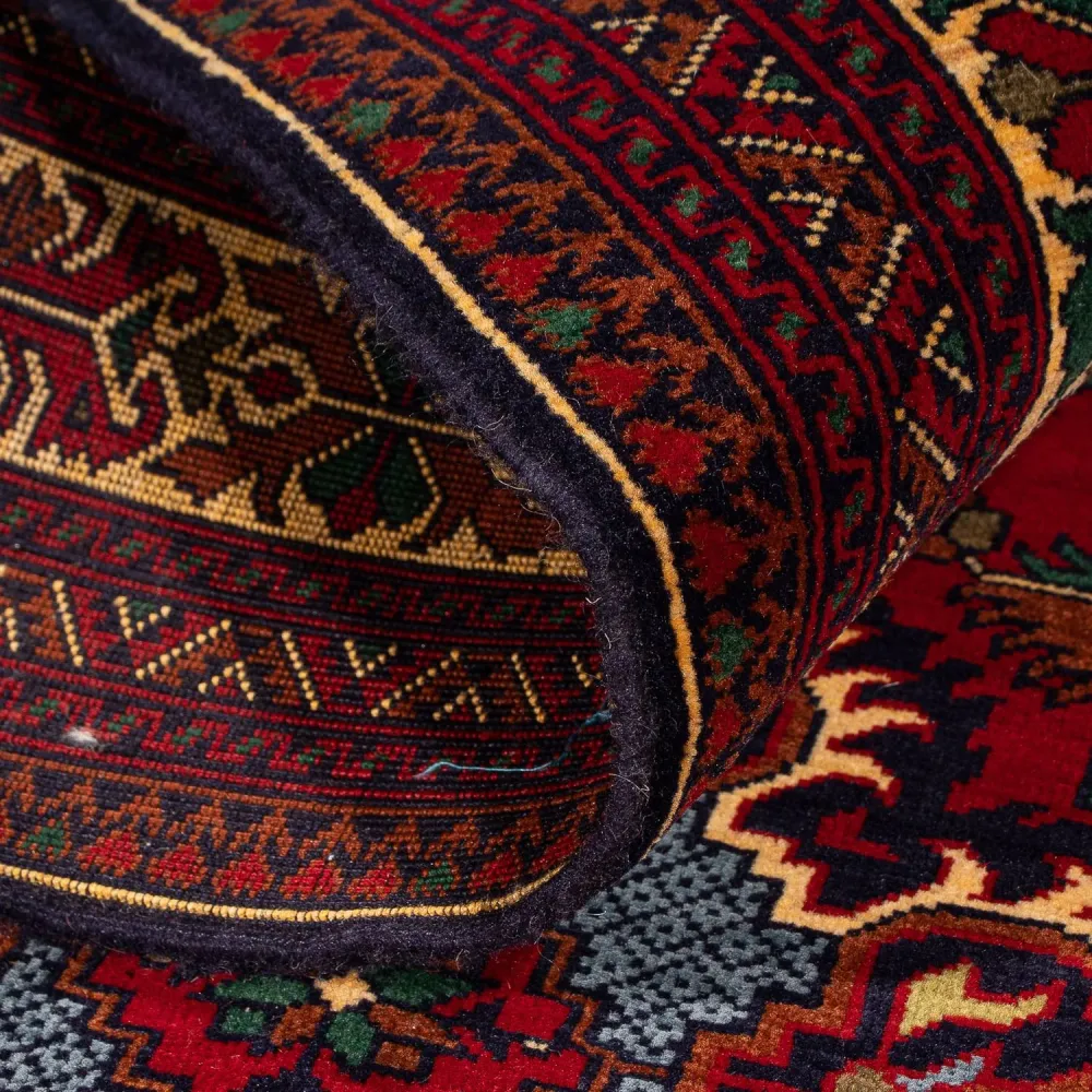Afghansk teppe - 145 x 93 cm - mørk rød
