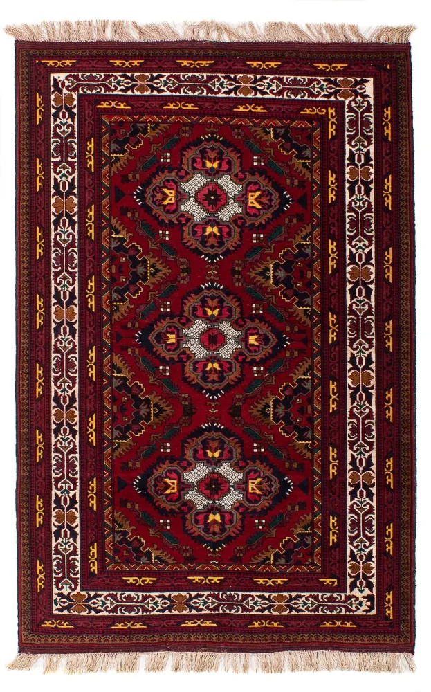 Afghansk teppe - 145 x 93 cm - mørk rød