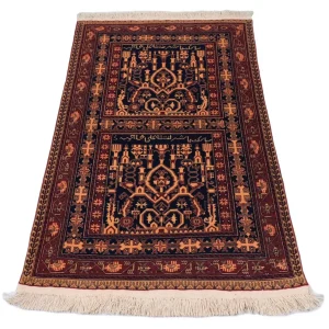 Afghansk teppe - 150 x 100 cm - svart