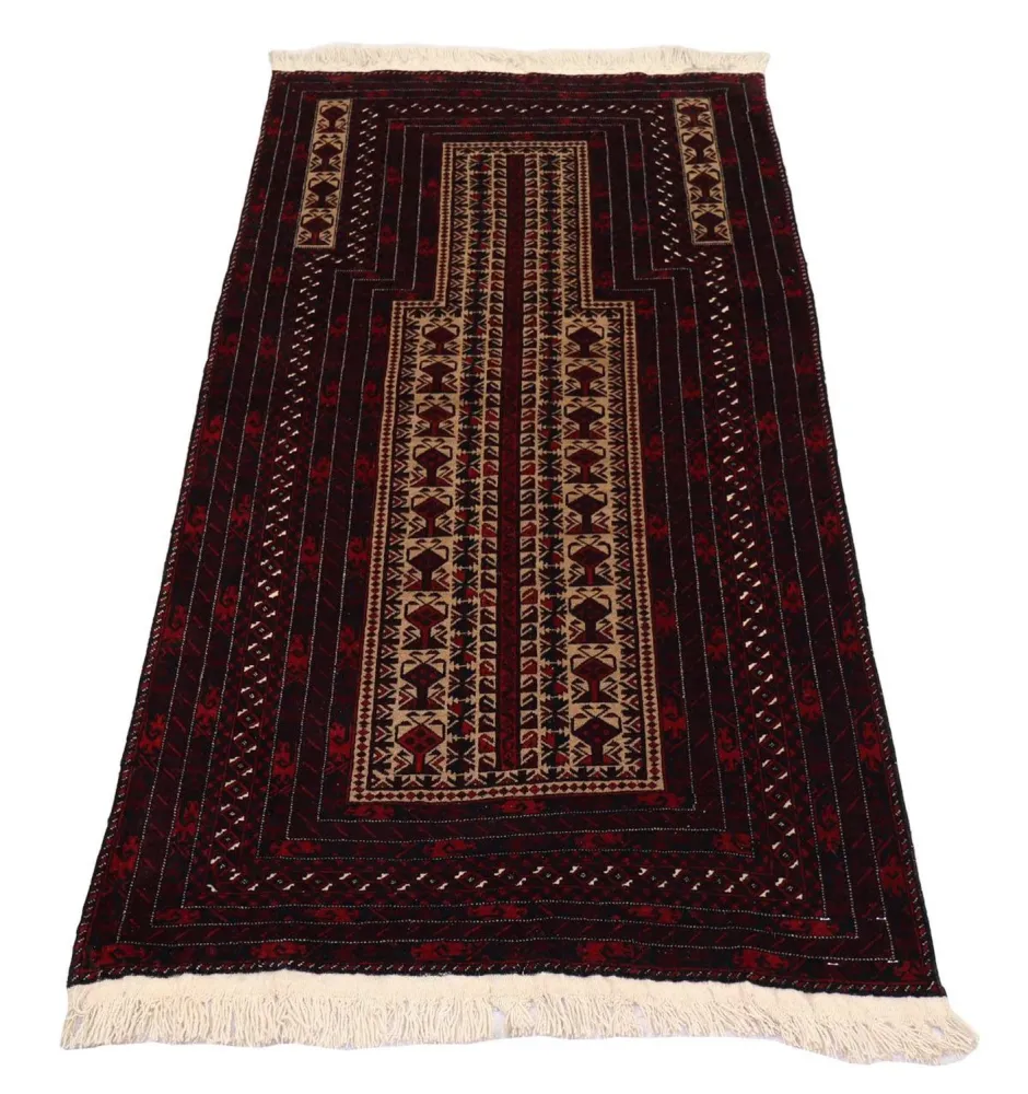 Afghansk teppe - 150 x 95 cm - mørk rød