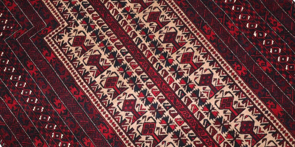 Afghansk teppe - 150 x 95 cm - mørk rød