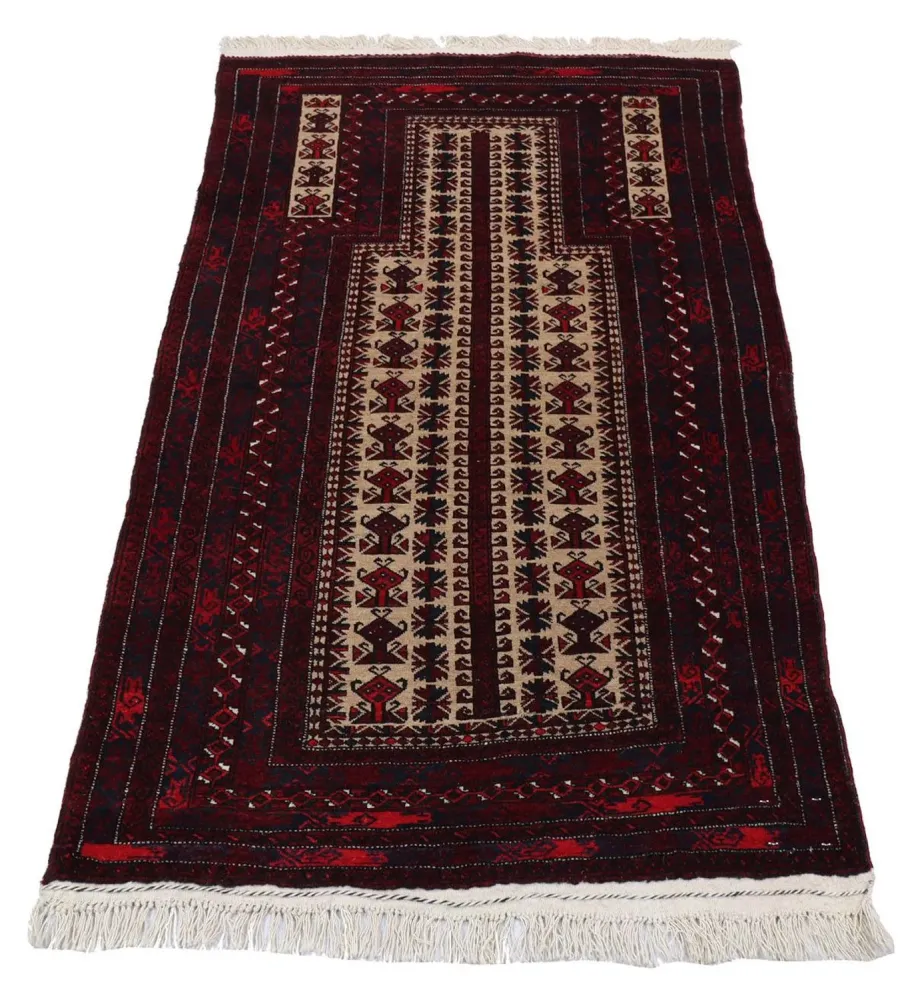 Afghansk teppe - 150 x 95 cm - mørk rød