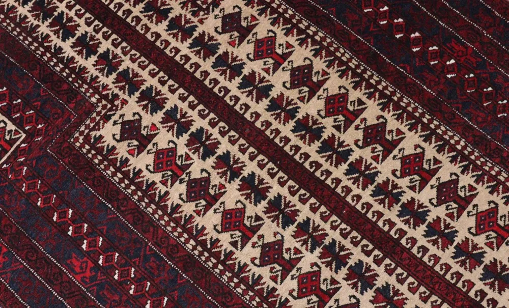 Afghansk teppe - 150 x 95 cm - mørk rød