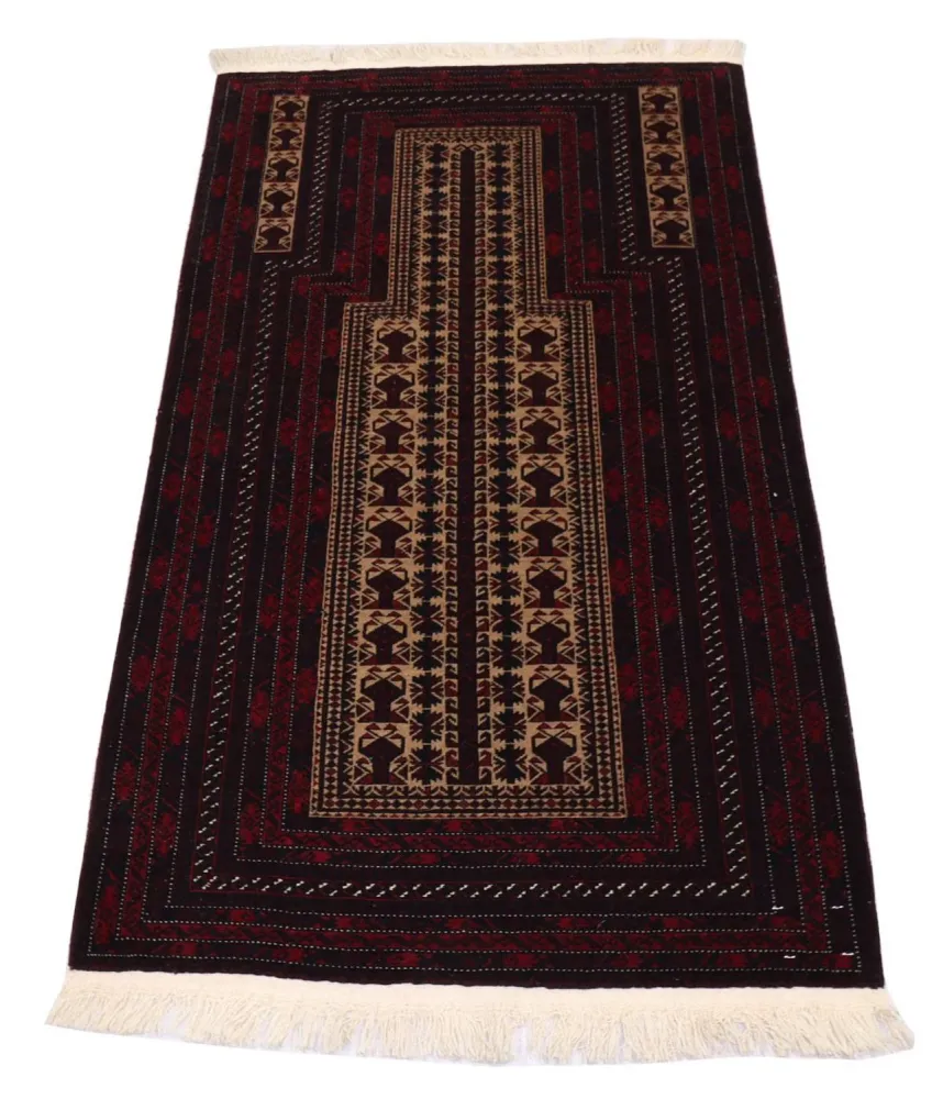 Afghansk teppe - 150 x 95 cm - mørk rød