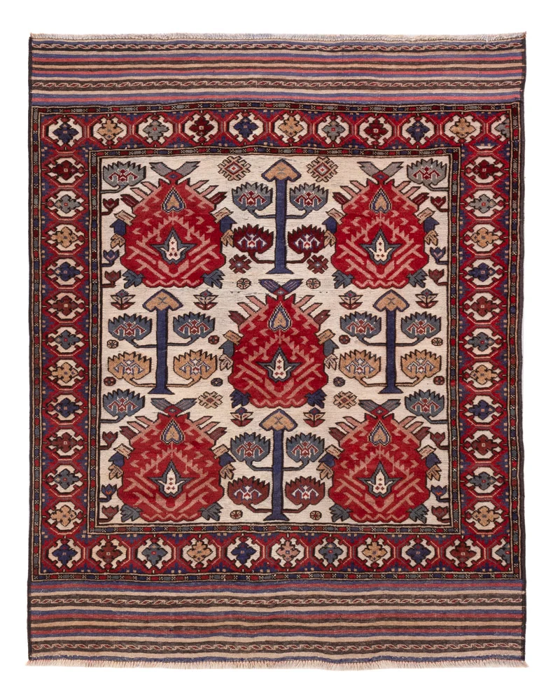 Afghansk teppe - 165 x 125 cm - flerfarget