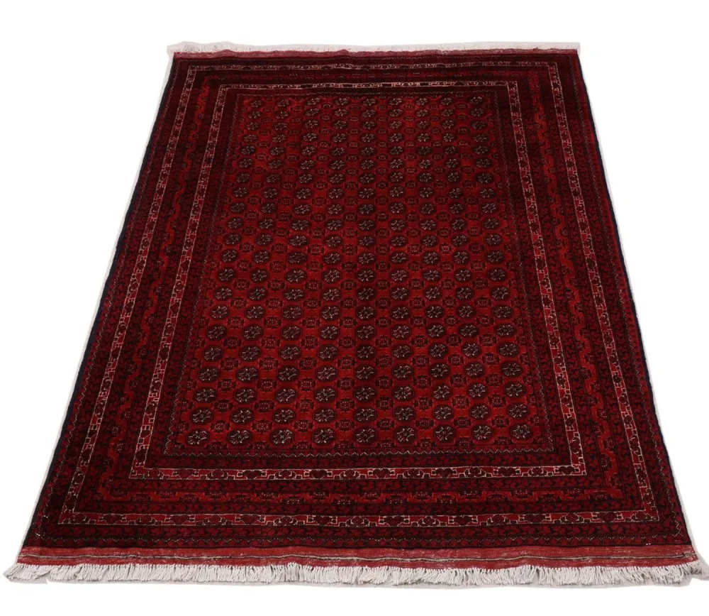 Afghansk teppe - 193 x 144 cm - mørk rød