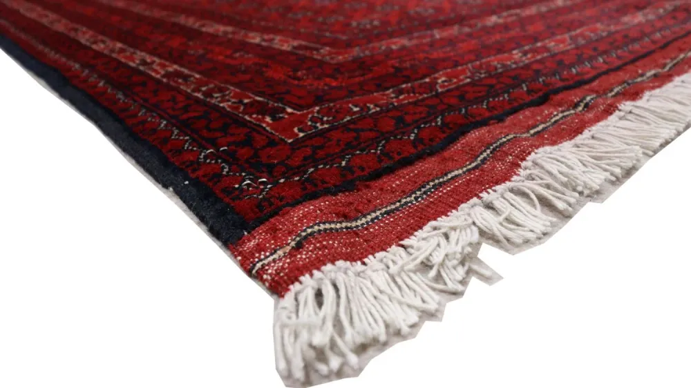 Afghansk teppe - 193 x 144 cm - mørk rød