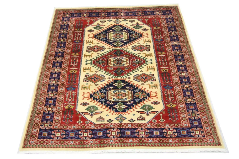Afghansk teppe - 194 x 146 cm - beige