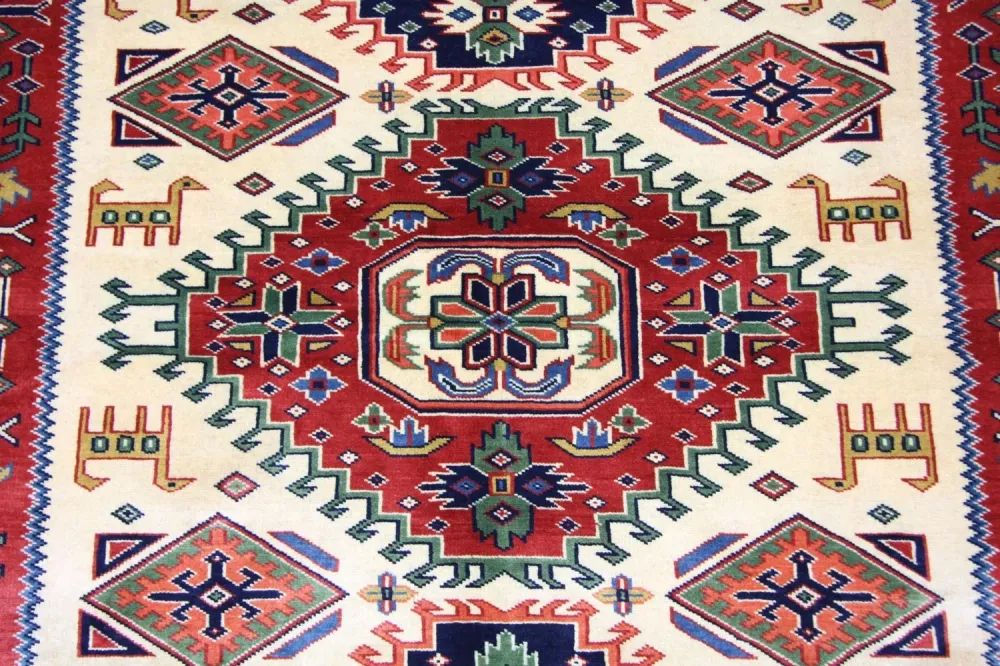 Afghansk teppe - 194 x 146 cm - beige