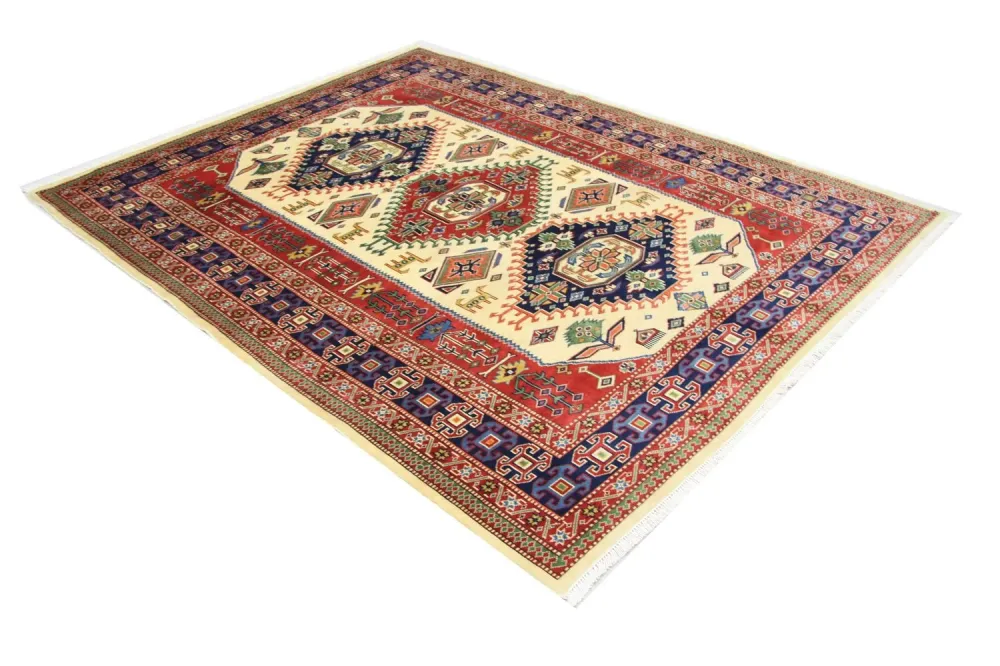 Afghansk teppe - 194 x 146 cm - beige