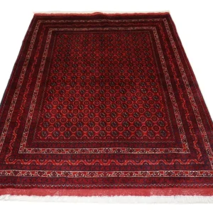 Afghansk teppe - 195 x 151 cm - mørk rød