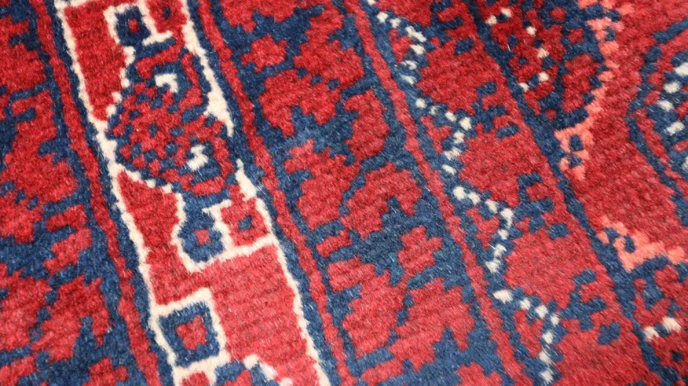 Afghansk teppe - 195 x 151 cm - mørk rød