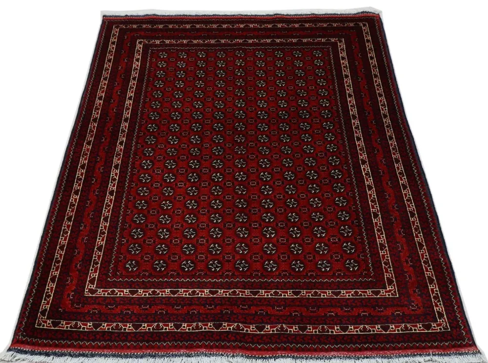Afghansk teppe - 196 x 147 cm - mørk rød