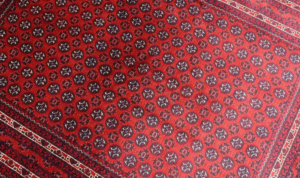 Afghansk teppe - 196 x 147 cm - mørk rød